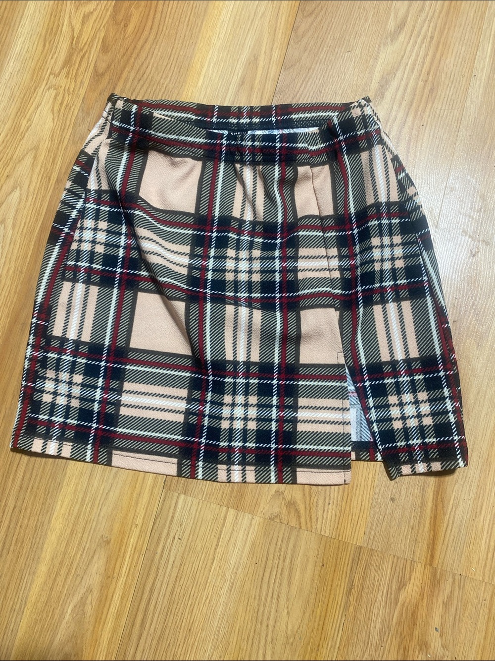 SHEIN Plaid Mini Skirt With Slit